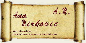 Ana Mirković vizit kartica